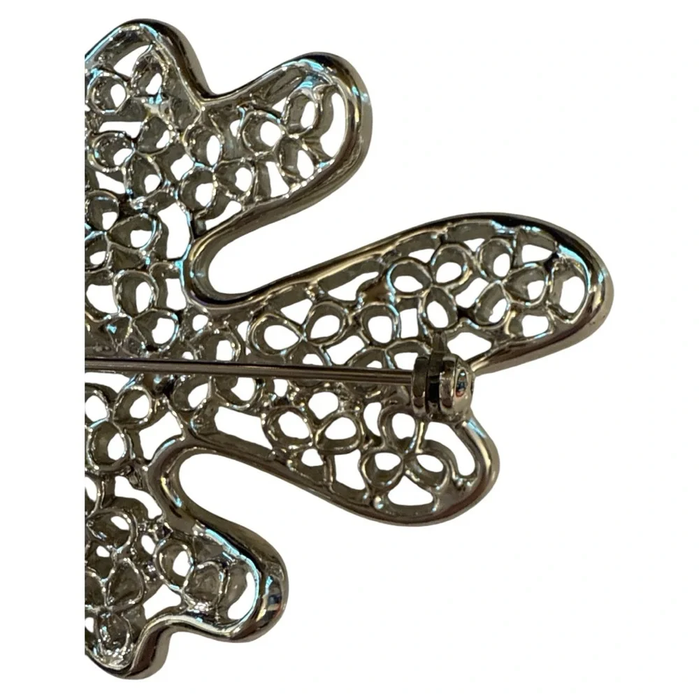 Sarah Coventry‎ Vintage 50s Silver Filigree Leaf Brooch Pin Nature Botanical